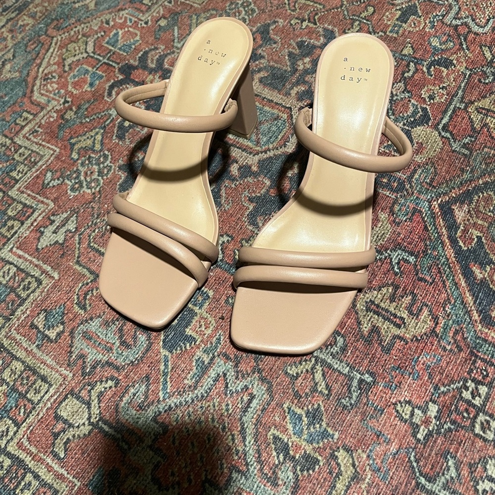 A New Day Women's Beige Strappy Heels